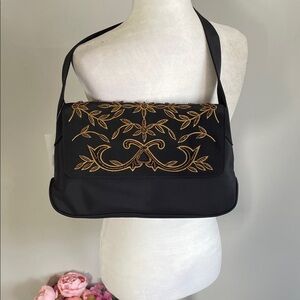 Urban Works Black and Gold Embroidered Shoulder Bag